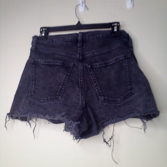 Old Navy Cut-Off Shorts Women 4 Denim Sky Hi A-Line Raw Hem Black - Picture 9 of 12